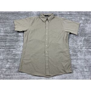 Barrington Shirt Mens 17.5 Beige Shortsleeve Button Up‎ Wrinkle Free Oxford